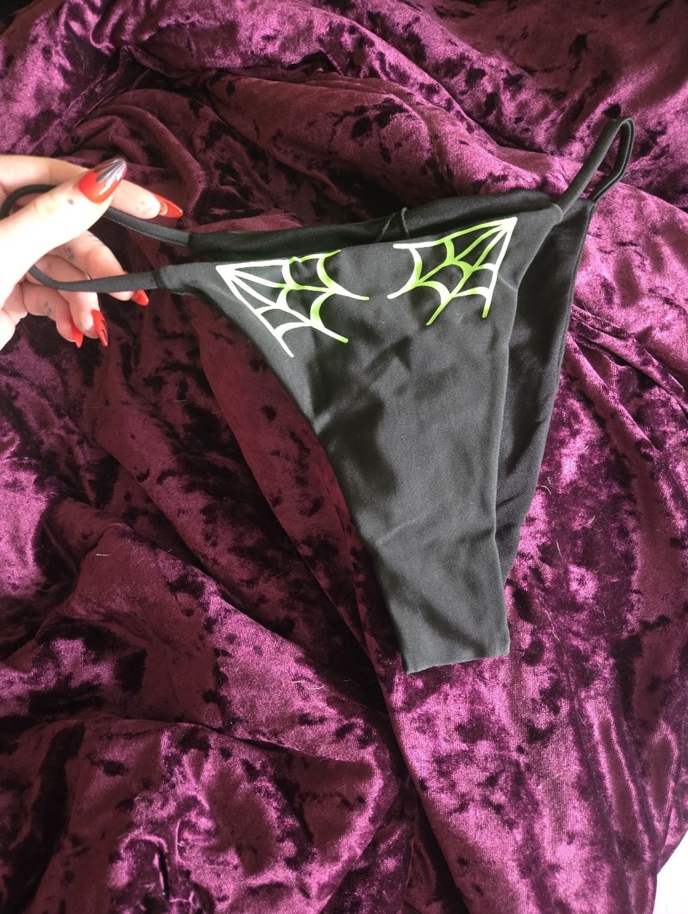 Brand New Spiderweb Gothic Alt Bikini Cheeky Bottom Sm